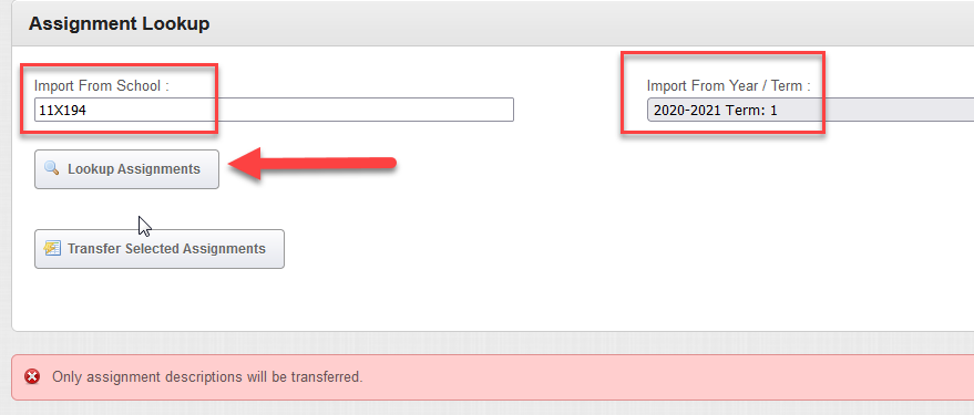 transfer assignments from classroom